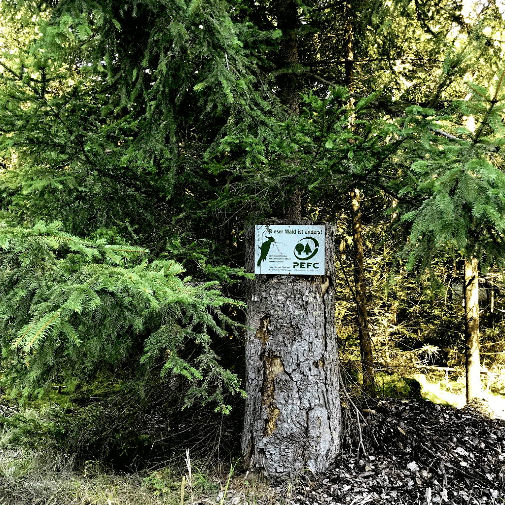 PEFC Schild am Baum