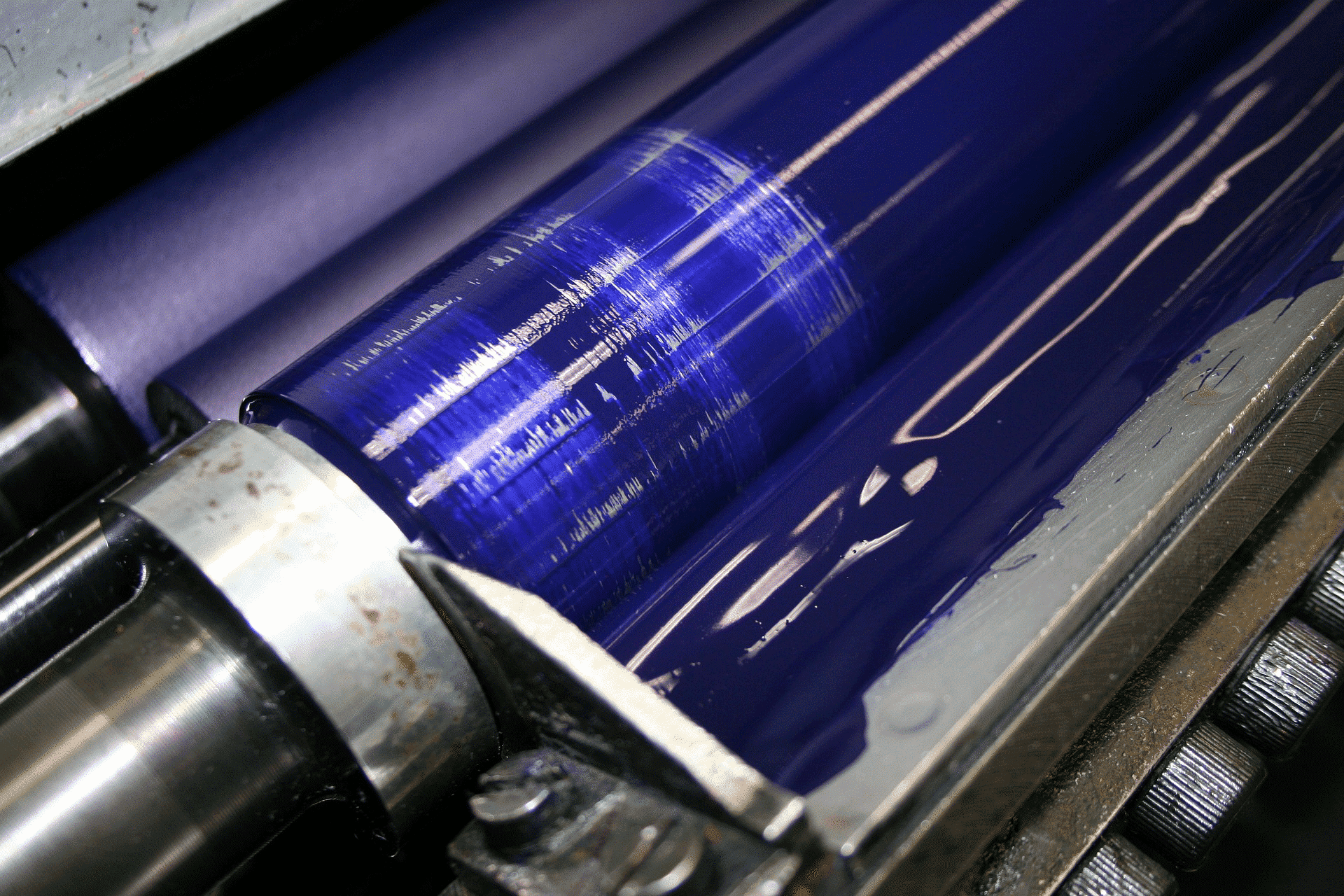Farbwalze Blau Nahaufnahme